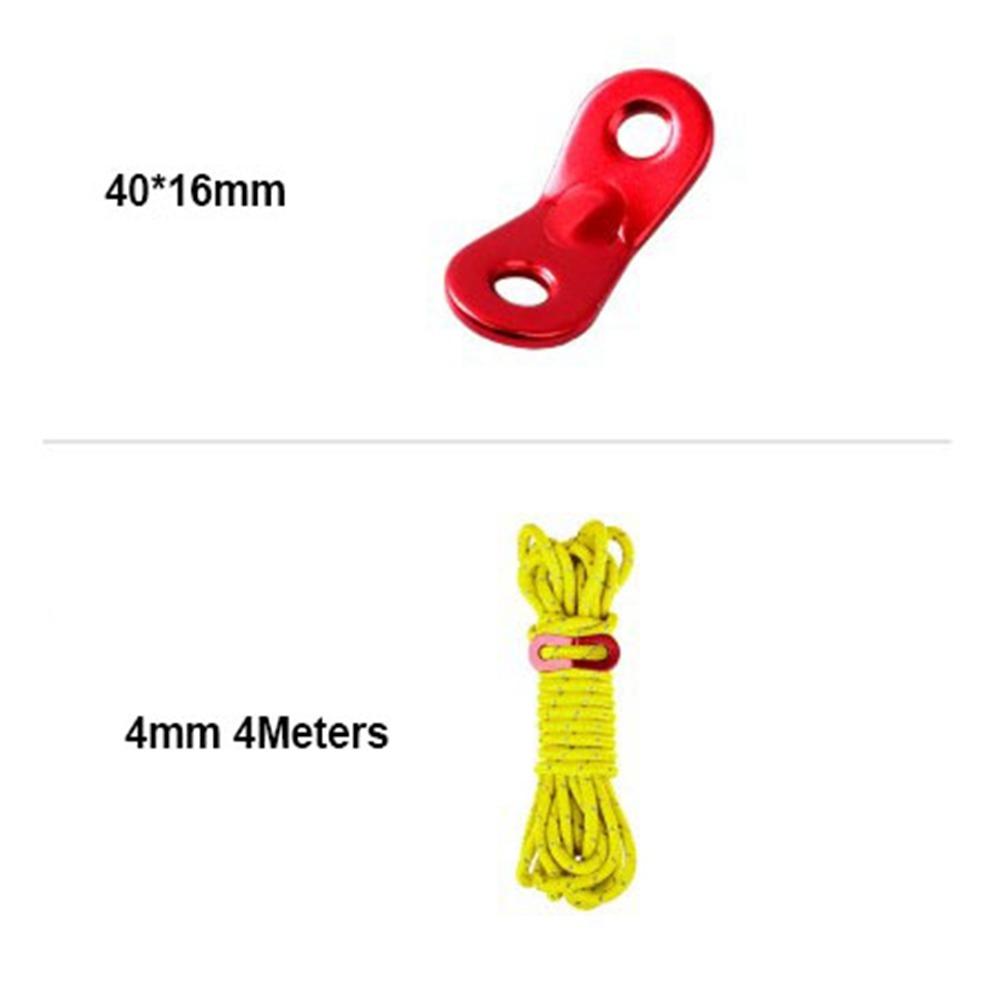 4mm Outdoor Tent Guyline Ropes Aluminum Alloy with 2 Holes Adjuster Tensioner Adjustment Buckles 4M Length