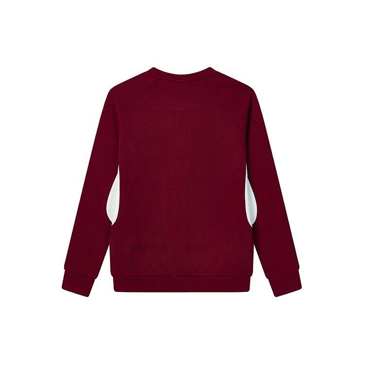 FILA American Style Color Block Letter Loose Simple Casual Knit Pullover Sweatshirt Men sweatshirt Rose-Burgundy F11M249207FWI