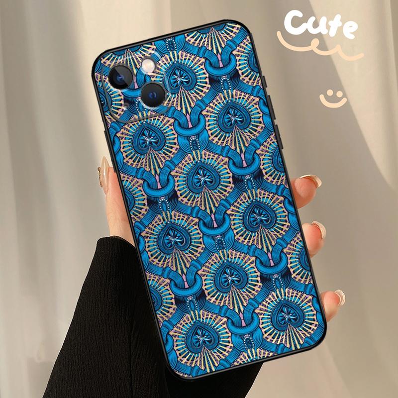 African Fabric Print Phone Case For iPhone 17 Air 12 13 Mini 11 14 15 16 Pro Max Plus 16e 17 Pro Max Back Cover