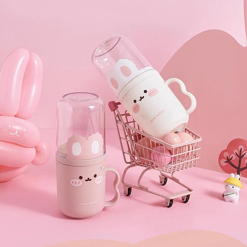 Portable Children's Cartoon Toothcare Box with Mouthwash Cup Travel & Household Dental Care Set Toothbrush Storage Case