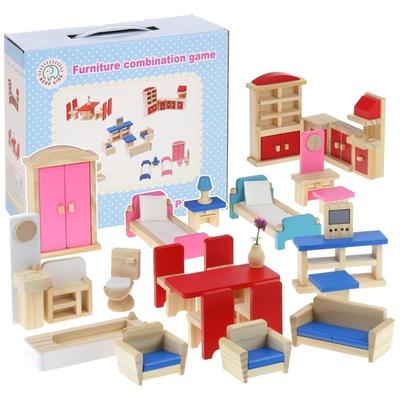 Wooden Furniture Dollhouse Furniture Set Accessories 35 Pieces