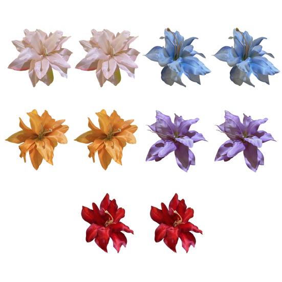 1 Pair Women Hair Clips Large Flower Decor Side Hair Pins No Hair Damage Hairpins Non-fade Hair Accessory