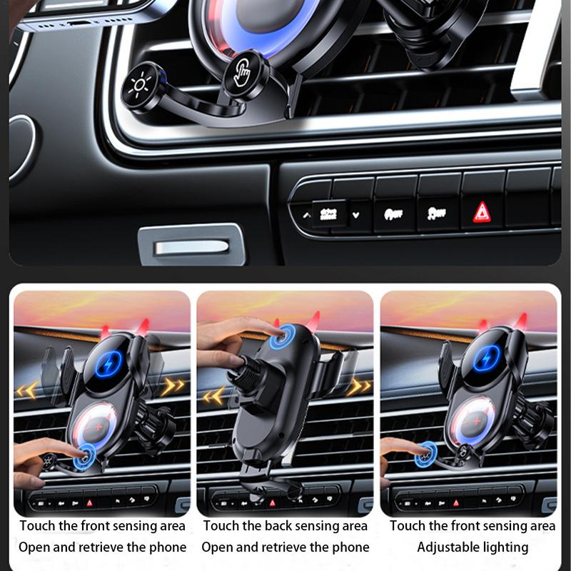 Wireless Car Charger Mount 360-Degree Rotatable Devil Car Charger Anti-Shaking Funny Phone Stand Decorative Phone Holder For