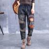 Vintage Style High Waist Denim Pants Women Fashion Embroidery Loose Jeans Female Autumn Winter Plus Size Women Harem Pants