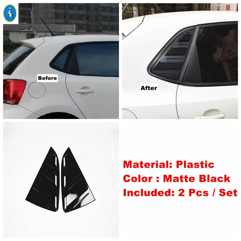 For VW Volkswagen Polo 2011 - 2018 Rear Door Side Vent Louver Window Triangle Shutters Decor Cover Trim Carbon Fiber Accessories