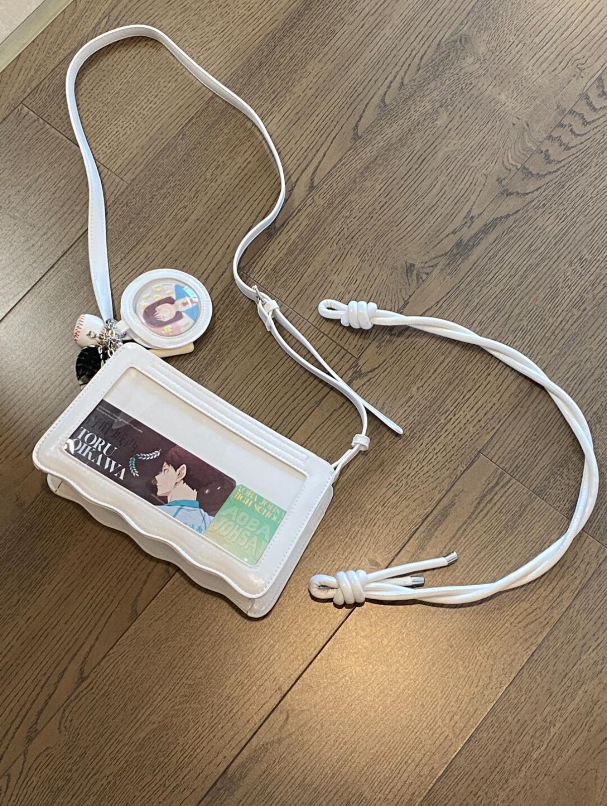 

Japanese JK uniform bag niche transparent pain bag 2025 new y2k commuter bag chain design single shoulder oblique span bag білий