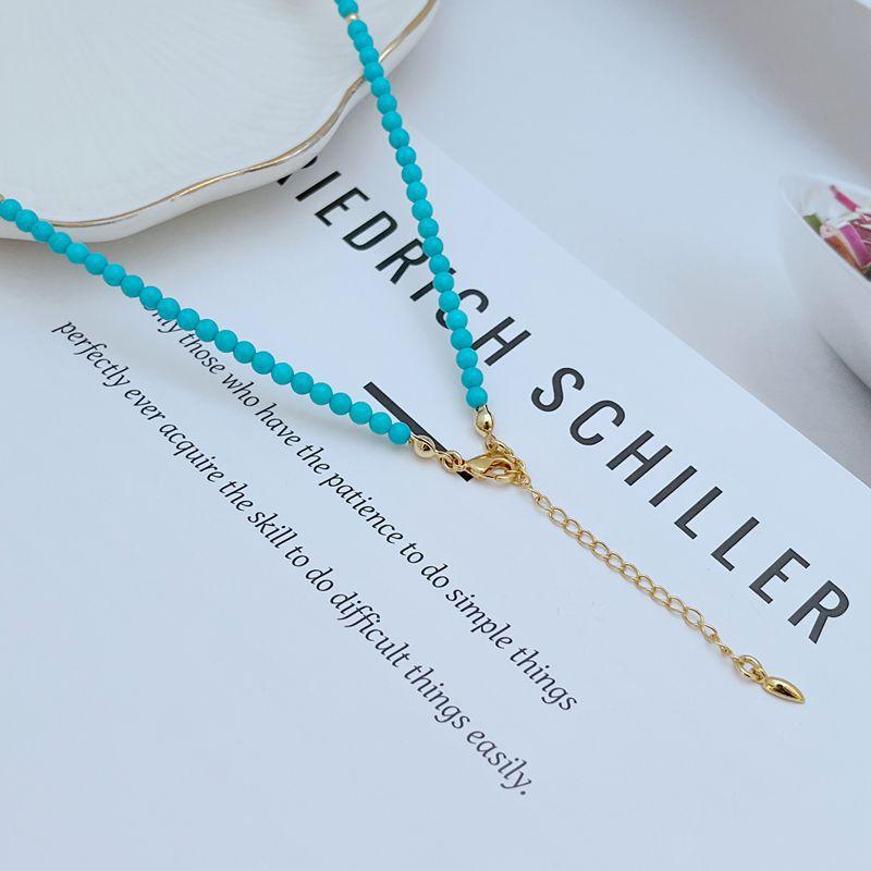 New chinoiserieretro natural turquoise necklace freshwater pearl xiaomi beads beaded clavicle chain