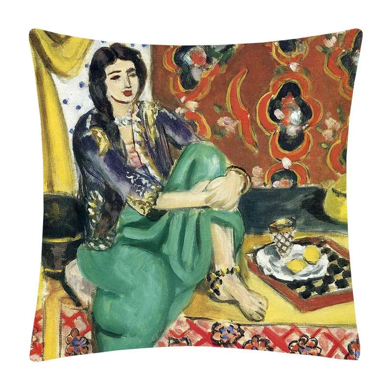 Henri Matisse Printed Cushion Cover Portrait Oil Art Painting Decorative Pillowcase Home Decor Polyester Cotton Linen 45X45cm