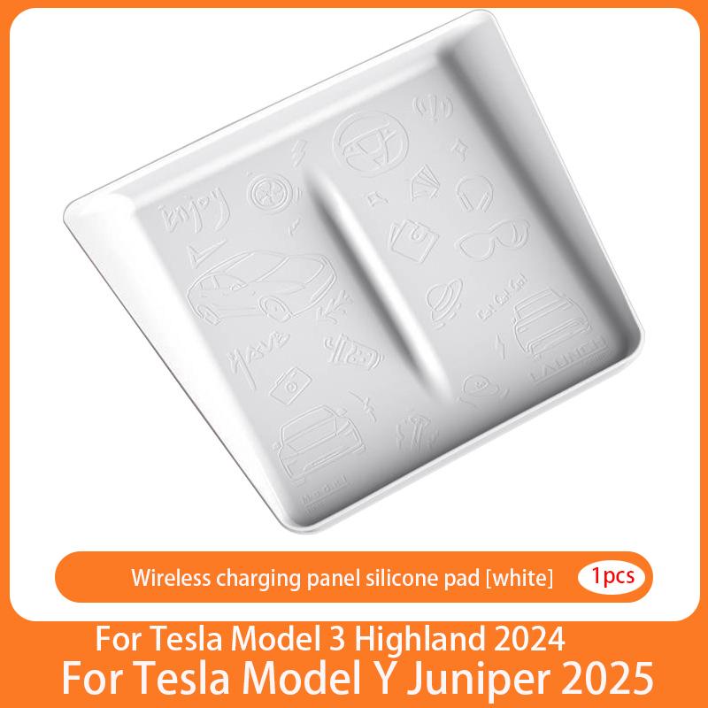 For TESLA Model Y Launch 2025 Wireless Charging Silicone Pad Central Control Charger Protector Cover Non-Slip Mat MY Accessories