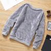 Men Sweatshirt Double-sided Plush Long Sleeve O-neck Loose Fit Windproof Keep Warm Streetwear Solid Color Male Winter Pullover Top for Outdoor