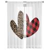 Valentine 'S Day Love Red Leopard Plaid Tulle Curtains For Living Room Decoration Modern Chiffon Sheer Voile Kitchen Curtain