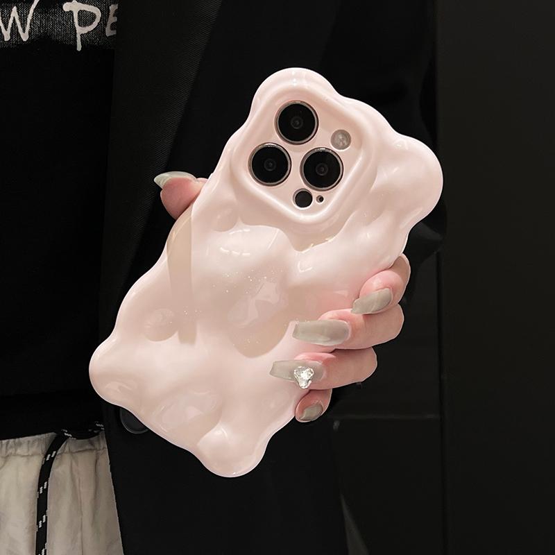 Glänzende Hellrosa 3D-Blasenstruktur Stoßfeste Hülle Für iPhone 17 Air 16 15 13 12 11 Pro Max 14 Plus Weiche TPU-Handy-Rückabdeckung