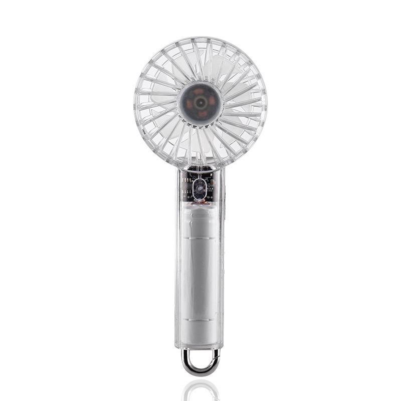 

USB Rechargeable Transparent Handheld Mini Fan with Carabiner - Portable High-Power Desk and Outdoor Use 65*33.5*152.5mm