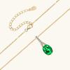 Silvere Glam Fashionable And Retro Emerald Necklace, Niche Iron Tower Oval Collarbone Chain, S925 Sterling Silver Pendant