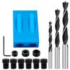 Woodworking Oblique Pocket Hole Locator Jig Kit 15 Degree Angle Drill Guide Set Hole Puncher DIY Carpentry Tools Drill Bits