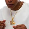 New hip-hop full diamond trend bouncing football helmet pendant with 5mm twist chain necklace
