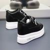 Fashion 9CM Platform Wedge Sneakers Vulcanized Chunky Hidden Heel Block Microfiber Leather Comfy Breathable Skate Board Shoes