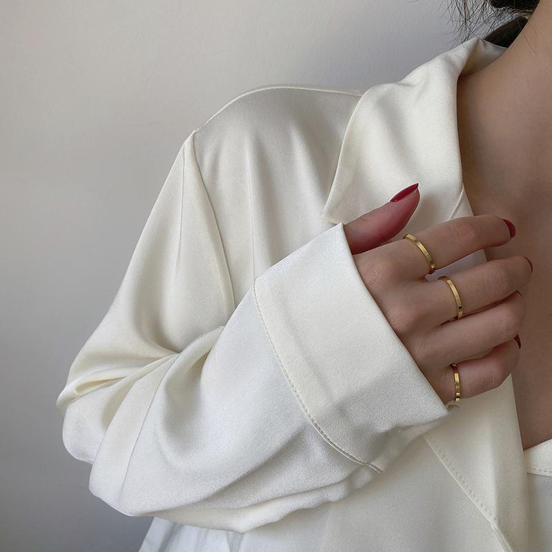 Simple Minimalist 2mm Women Rings Chic Stainless Steel Anti Allergy Metal Tail Ring Classic Elegant Lady Party Finger Jewelry