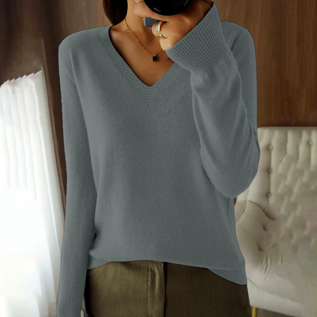 Sweaters for Women V Neck Long Sleeve Knit Pullover Womens Sweaters Oversized Sweaters for Women Fall Sweaters for Women