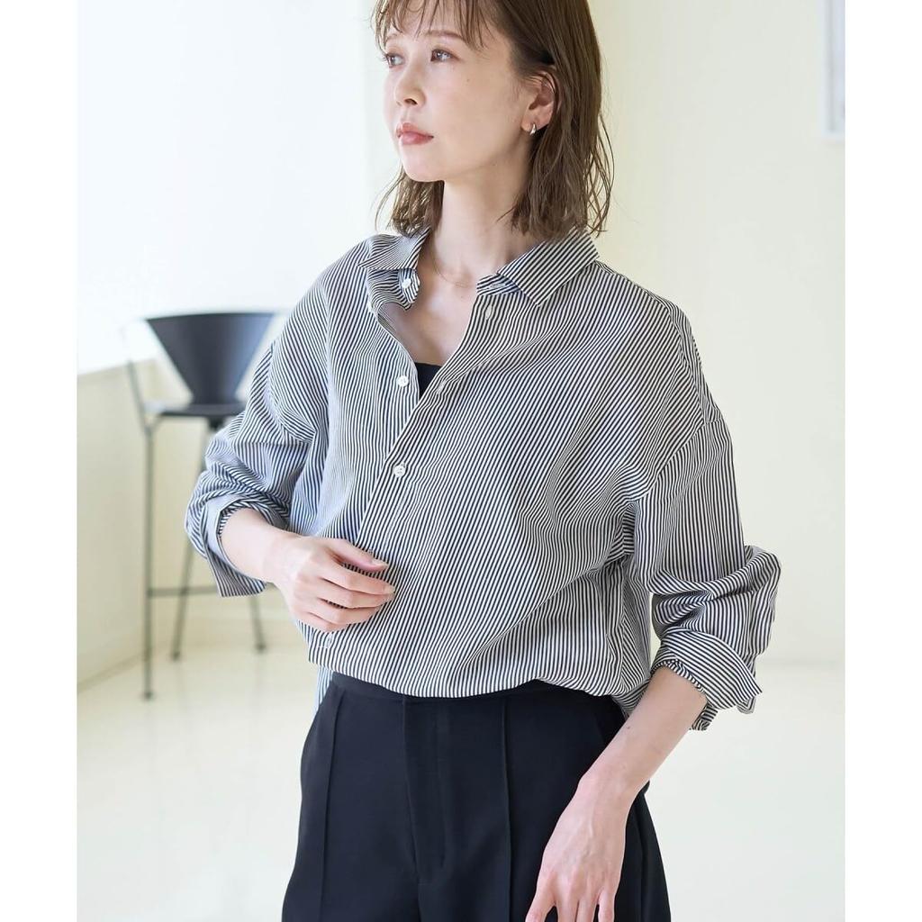 ROPE PICNIC Silk Blend Blue Can Be Used As a Sweater Women's Shirt, (44),