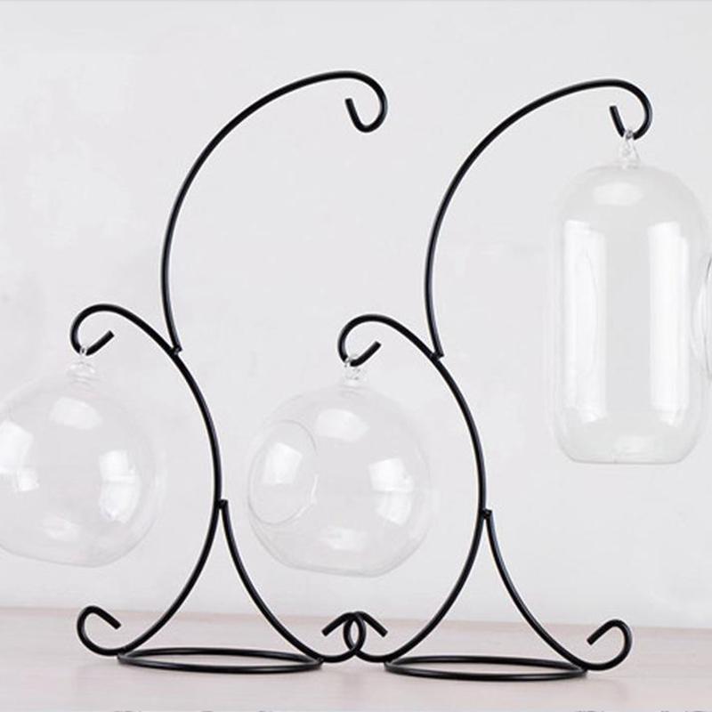 Kovový svícen s dvojitým háčkem 37 cm Stojan na skleněné láhve na rostliny