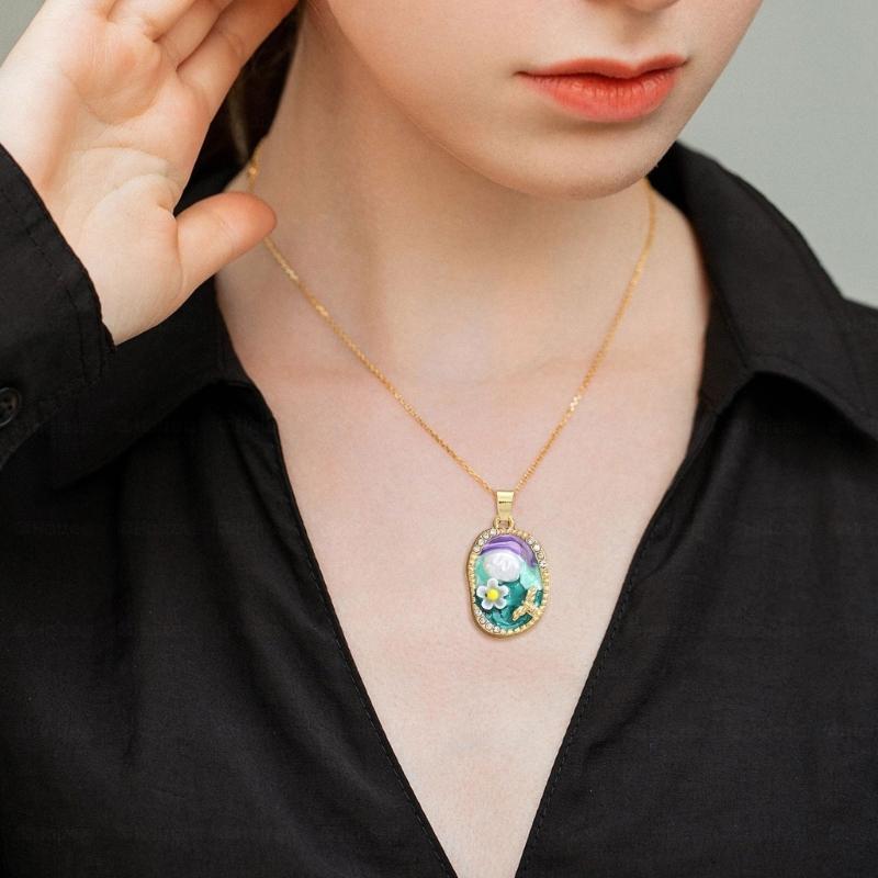 Artistic Blossomy Bivalve Charm Necklace 10 Artisanal Designs Additional Metal Mixture Jewelry Perfect For Gifting Instances