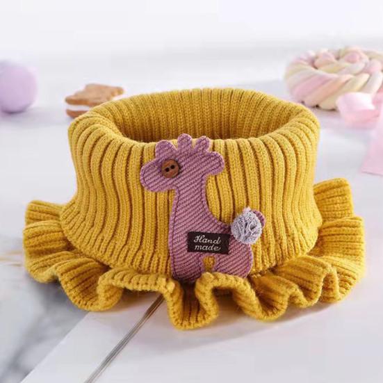 Neck Warmer Cartoon Giraffe Ruffle Knitted Windproof High Elasticity Keep Warm Ultra Soft Kids Fake Collar Neck Scarf for Winter
