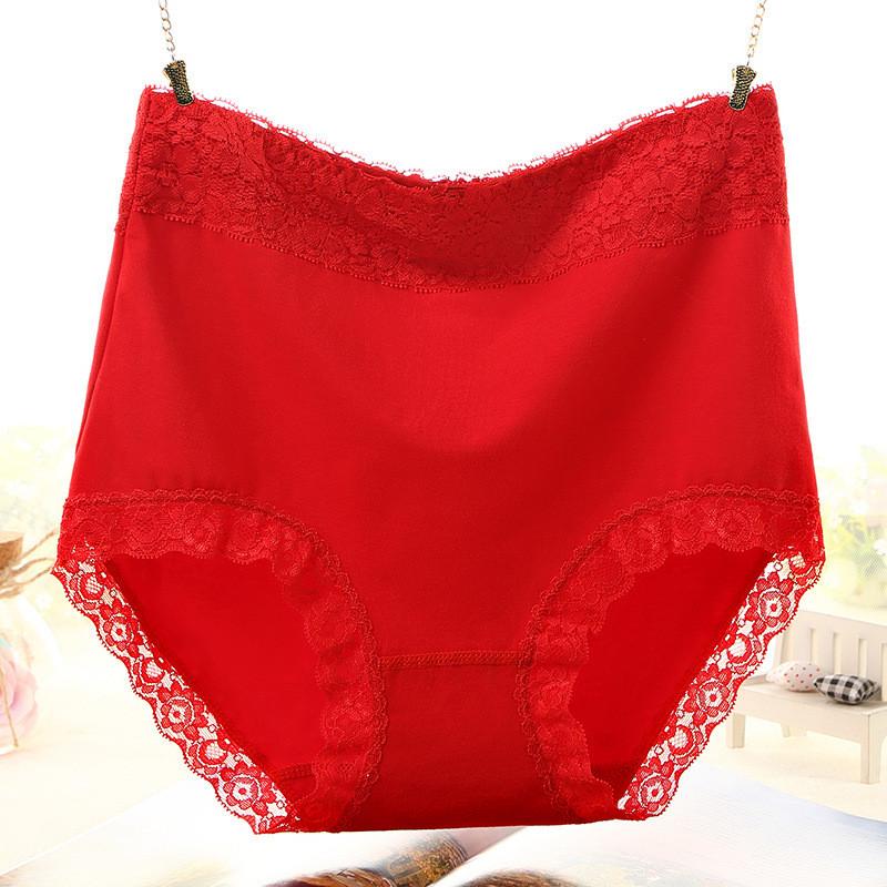 Comfortable High Waist Cotton Women's Underwear With Lace Trim For Perfect Shaping