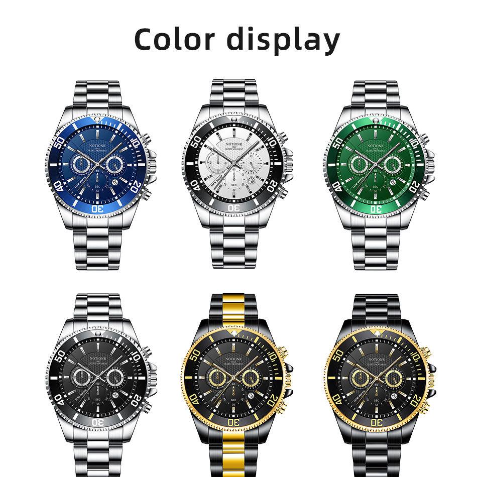 Orologio Classico da Uomo Orologio al Quarzo Orologio Multi-Quadrante Orologio in Acciaio Inossidabile Orologio Casual Sportivo da Uomo Orologio con Calendario Analogico