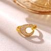 Fashion Gold Color Open Rings For Women Zirconia Moon Star Cross Adjustable Finger Ring Flower Romantic Aesthetics Jewelry Gift