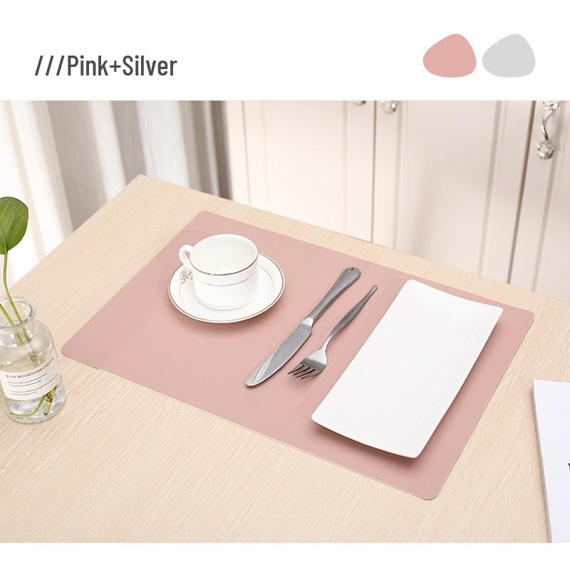 Double-Sided Luxury Nordic Leather Table Mat: Waterproof, Oil-Proof, Heat-Insulating, Non-Slip, Rectangular Design