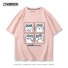 Chiikawa Cute Four-cell Pattern T-shirt Summer High Quality 100% Cotton T-shirt Casual Comfortable Loose Men's T-shirt