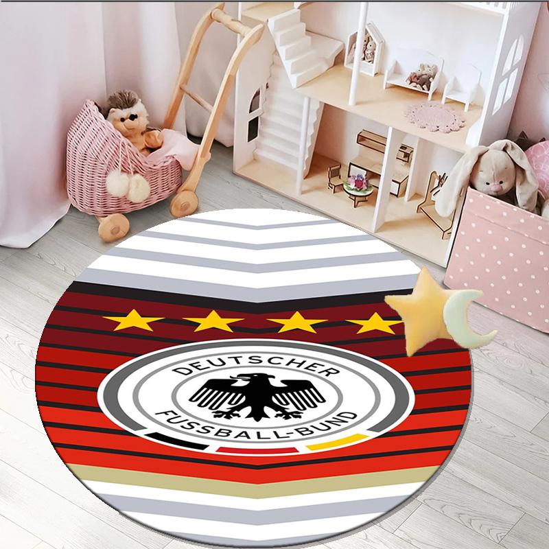 1PC round rug German Football Emblem Printed Round Area Rug ,Rug For Home Office, Round Chair Rug, Decorative Carpet Fan gifts Christmas gift