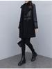 Vintage-Style Women's Mid-Length Leather & Fur Coat - Double-Sided, Fleece-Lined, Spliced Design