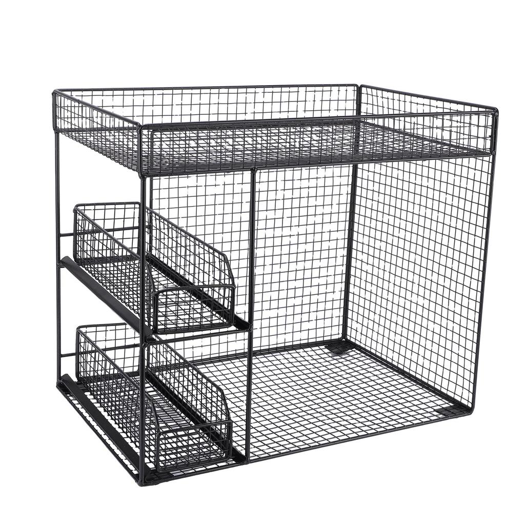 Mobile Storage Rack Breathable Space Saving Kitchen   with 360 Degrees  Rotating Lockable Wheels Pull Out Baskets for Bowls Dishes
