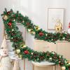 Christmas Norfolk Pine Garland Faux Pine Greenery Garland with Pine Cone Glitter Balls Red Berries for Mantel Staircase Holiday Decor