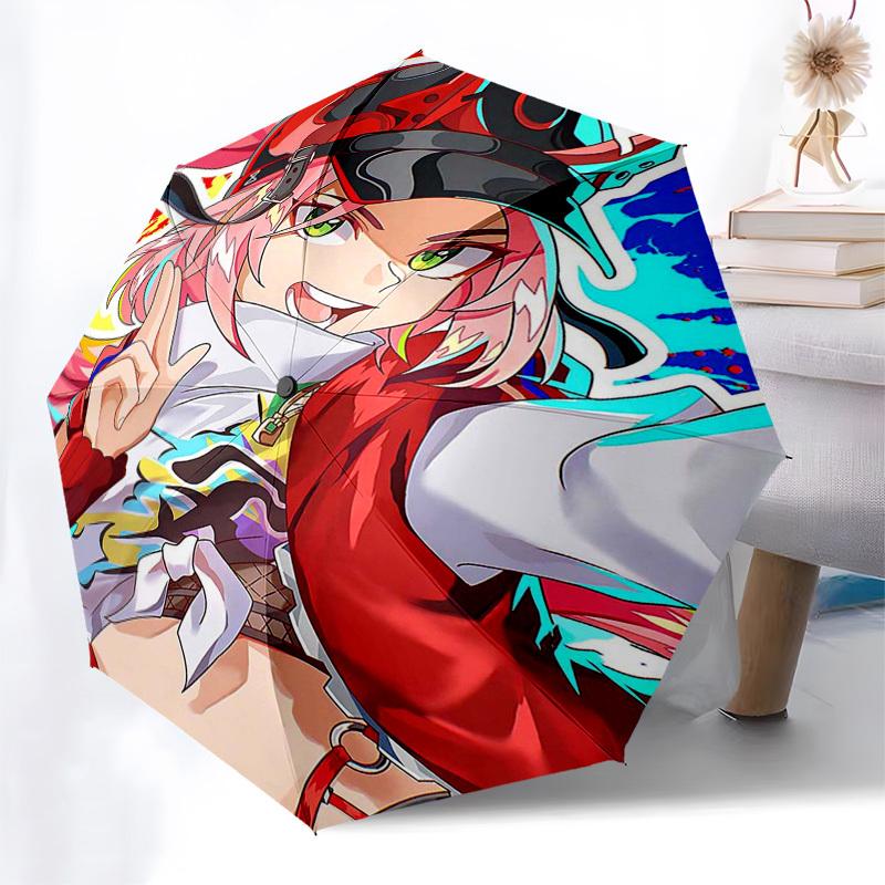 1 stuks Buitenparaplu met Anime Karakter Ontwerp - Automatisch Openen/Sluiten, Draagbaar 3-Vouw Ontwerp, 8-Ribben IJzeren Frame - Perfect Cadeau voor Fans, T