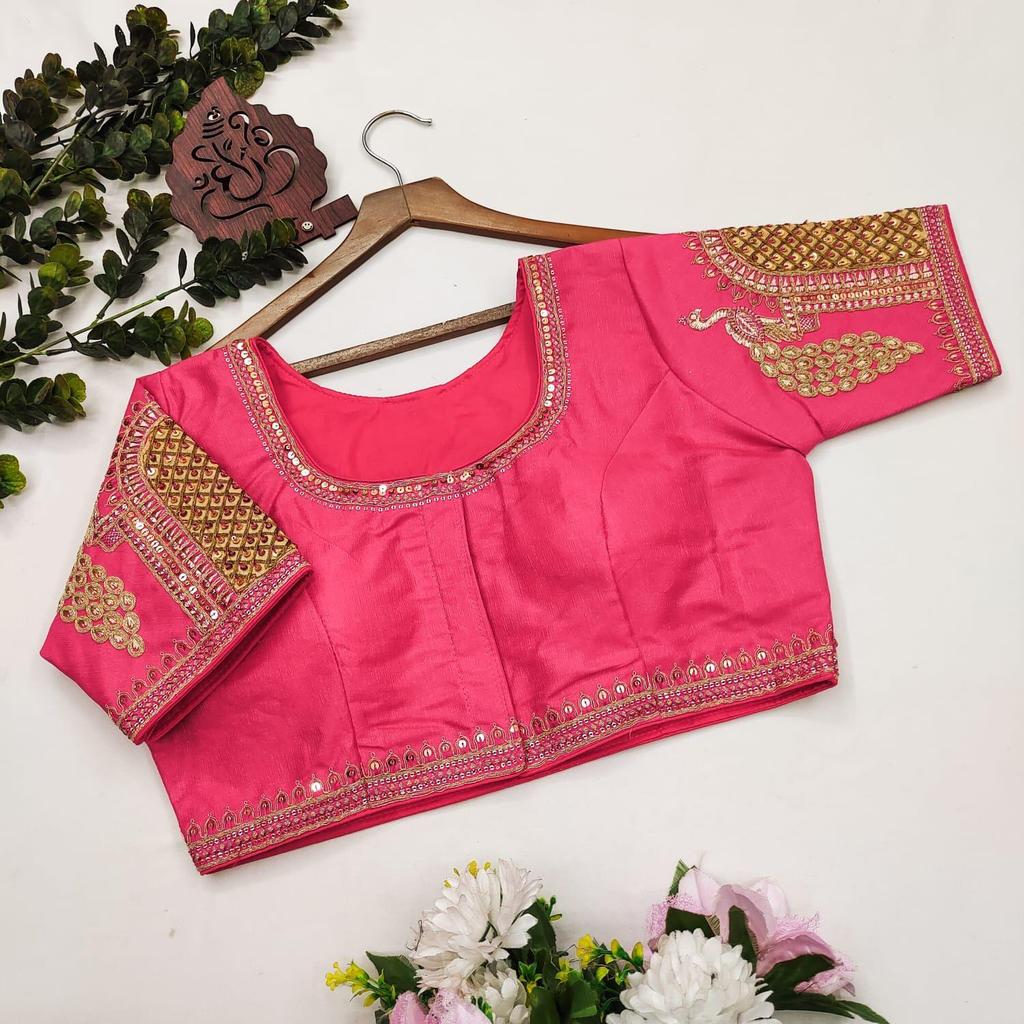 Schwere Braut-Hochzeitsbluse| Bluse zum Tragen mit einem Sari (Größe 46RU, Blusengröße kann auf 52RU vergrößert werden)