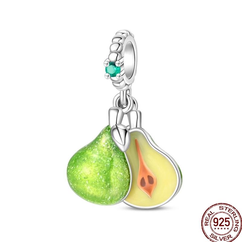 Newstering Copper Cherry Strawberry Fruit Series Charms Beads Fit 3Mm Original Bracelets Diy Birthday Jewelry Gifts