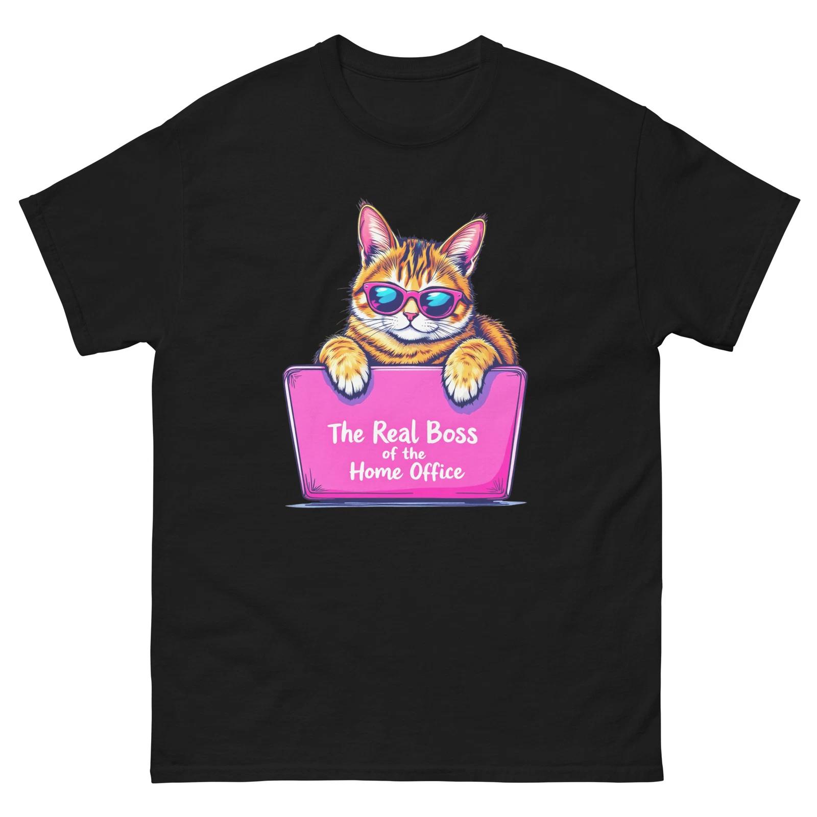The Real Boss Of The Home Office Funny Work From Home T-Shirt 2XL