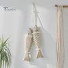 Ocean Inspired Wall Art Rustic Nautical Wooden Fish Decor, Coastal Beach Style Hanging Mediterranean Ornament with Fishing Net for Lake House,