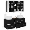 Bathroom Furniture Set 4 Pcs Black Oak Engineered Wood and Glass