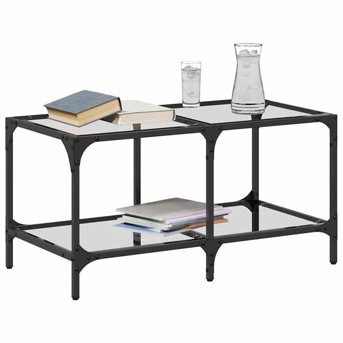 VidaXL Table basse avec dessus en verre transparent 78,5x40x40cm acier, table d'appoint, table de salon, table à thé, bout 845976