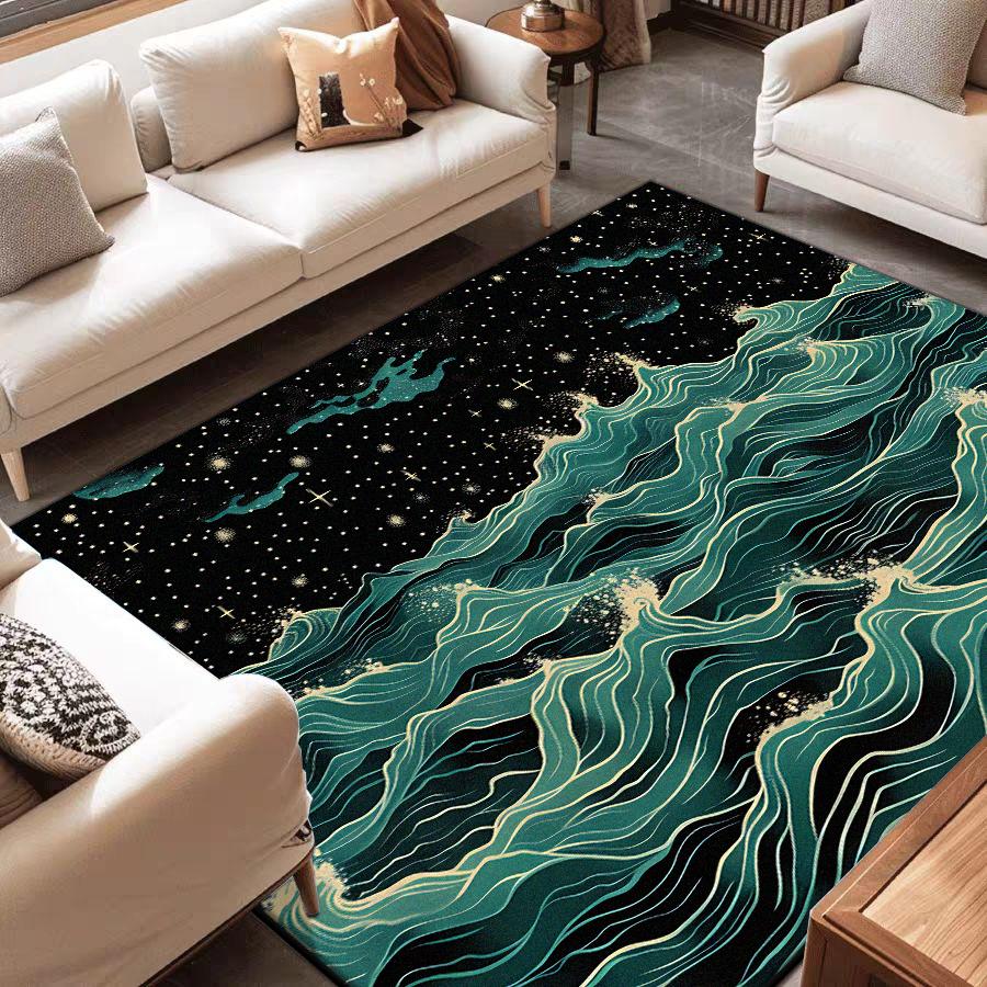 Modern Abstract Style Living Room Rug Non-slip Bedroom Decor Aesthetic Carpet Soft Customizable Sofa Table Mat Easy Cleaning