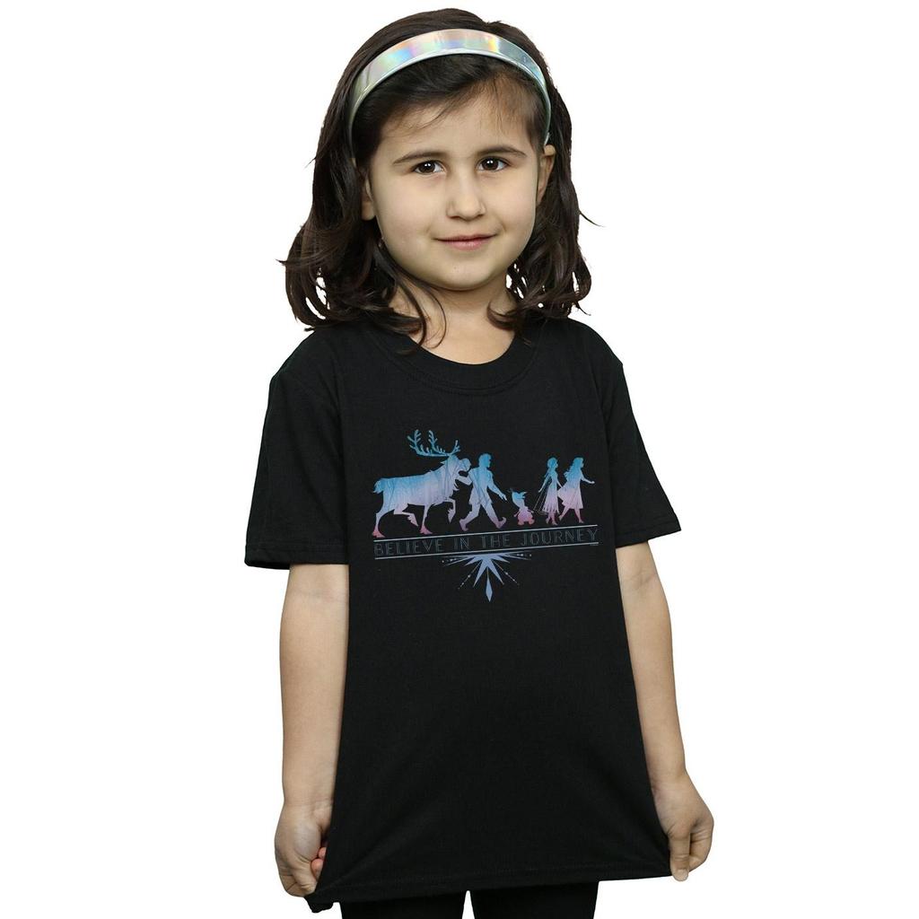 Disney Girls Frozen 2 Believe In The Journey Silhouette Cotton T-Shirt