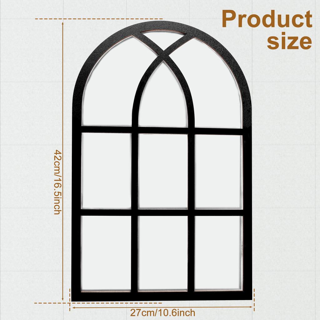 2Pcs Window Wall Mirror for Wall Decor Vintage Rustic Arched Wall Mirror Decorative Windowpane Mirror Acrylic Mirror Wall Decor
