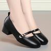 Square head single shoes women's 2026 autumn new shallow mouth versatile women's shoes thick heel soft sole leather shoes with skirt