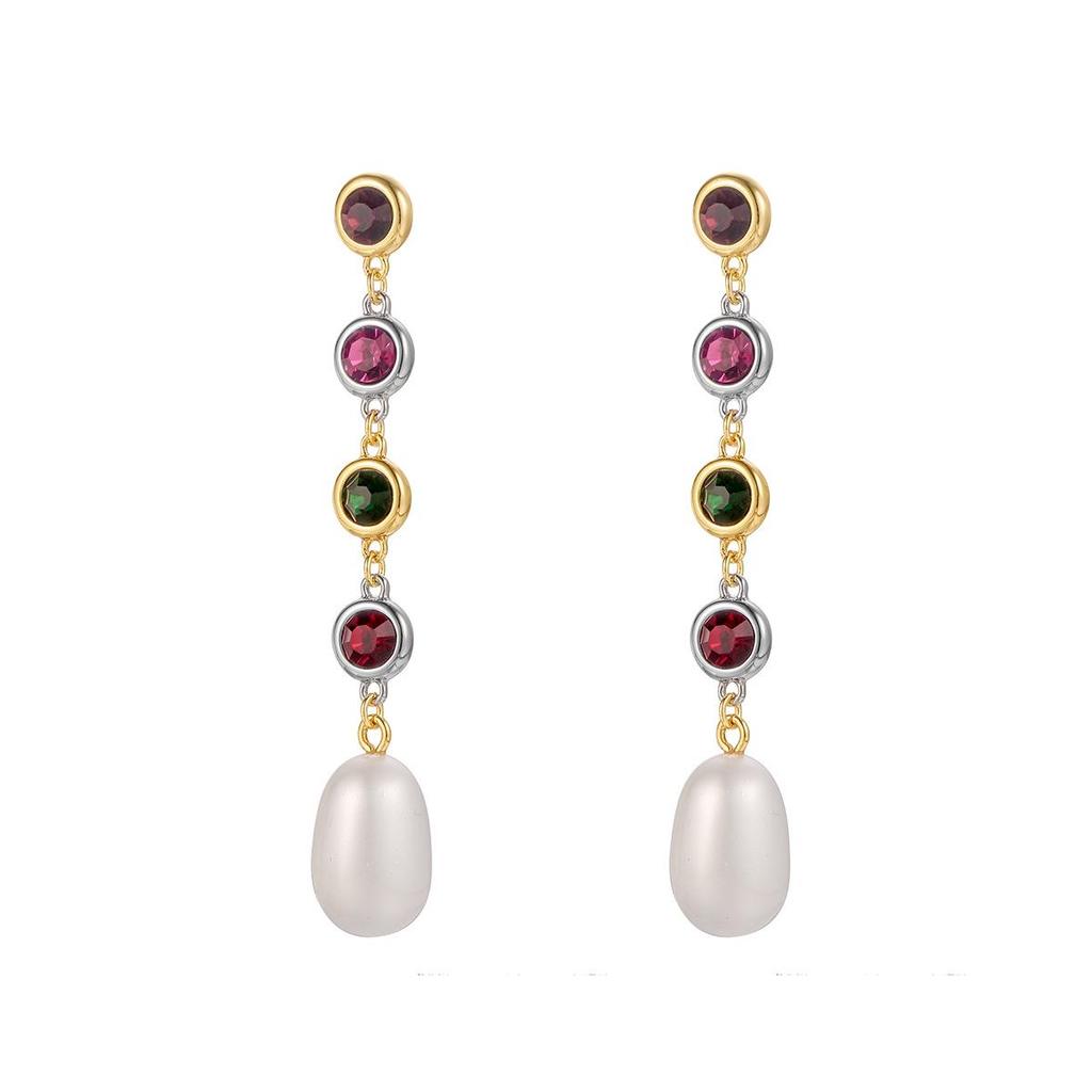 Kenjie Two-Color Gold & Silver Necklace Earrings Set with Baroque Pearls
