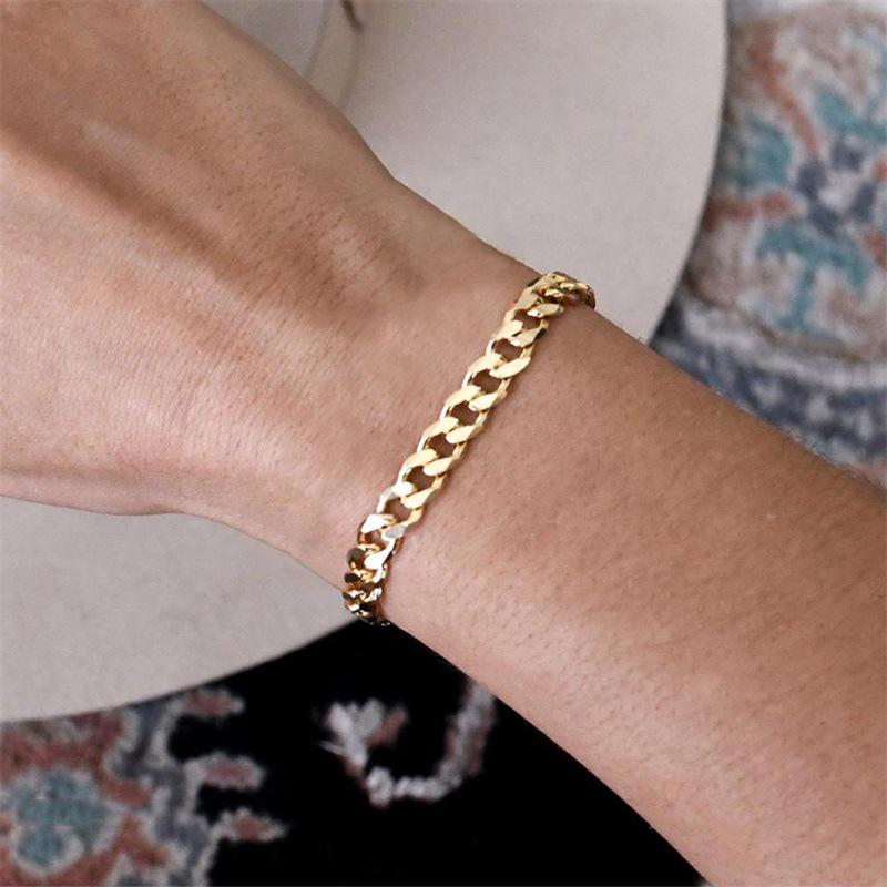 eManco Stainless Steel Cuban Chain Stacking Bracelet, 4MM/6MM/8MM, Fashion Jewelry.