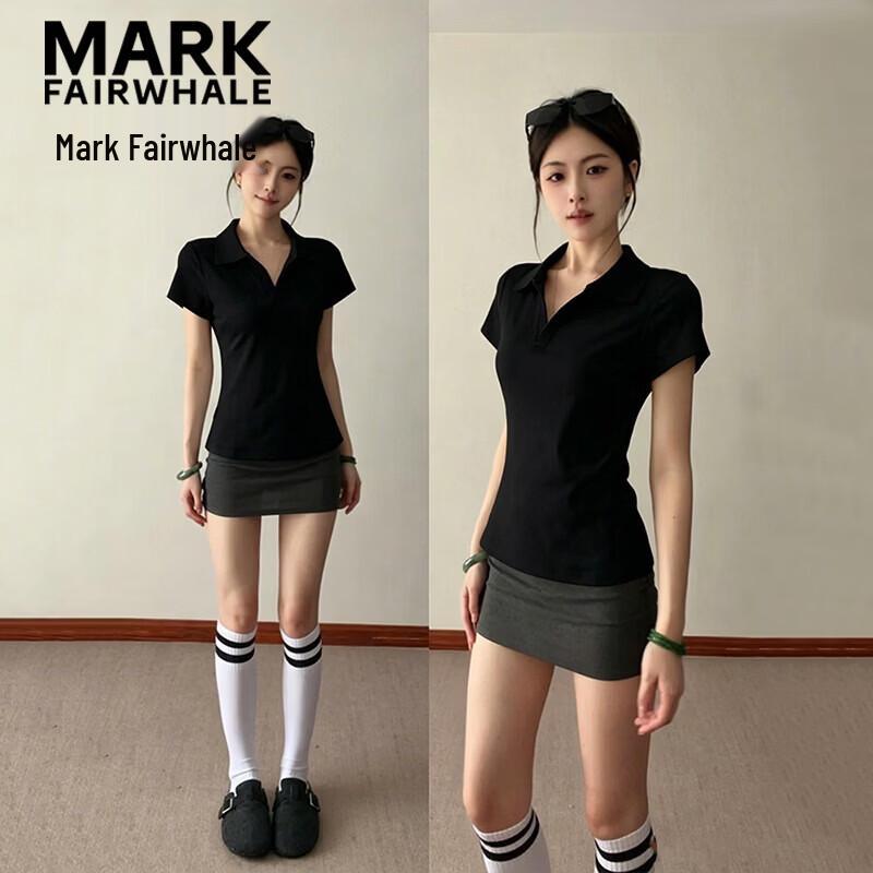 MARK FAIRWHALE Women s V-Neck Slim Fit Polo T-Shirt 2XL